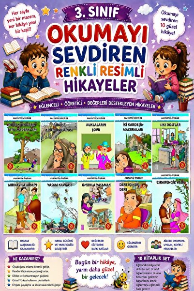 Ata Yayıncılık 3.Sınıf Okumayı Sevdiren Renkli Resimli Hikayeler 13 - 10 Kitap