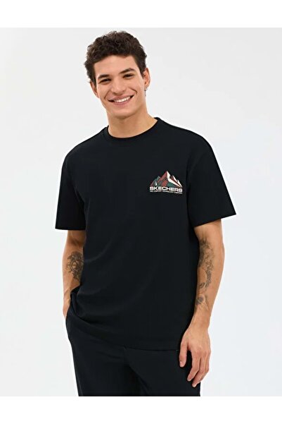 SKECHERS S2610059 M Γραφικό T-Shirt Ανδρικό Μπλουζάκι ΜΑΥΡΟ