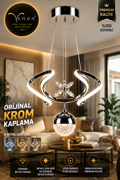 VENON Ledli Avize Ledli Salon Avizesi AYDINLATMA AHTAPOT 3 LÜ LEDLİ 3 YANAR K...