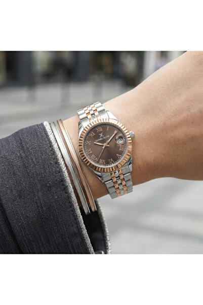 Daniel Klein Premium Silver and Rose Gold Stainless Steel Watch for Women DK....