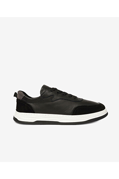 Greyder Erkek Siyah Gri Hakiki Deri Sneaker Ayakkabı 4Y1SA17511