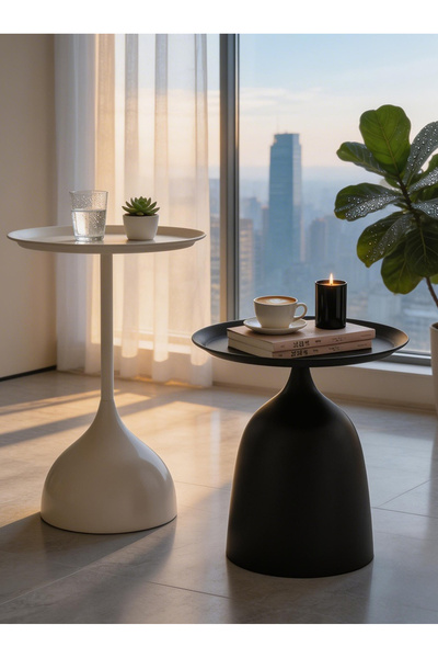 Generic Two-Piece Coffee Table Set – Nordic Metal Round Side Tables (Black & ...