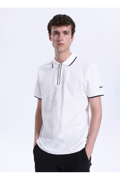 Discovery Expedition D6SM-TST3906 Ekru Erkek Polo T-Shirt