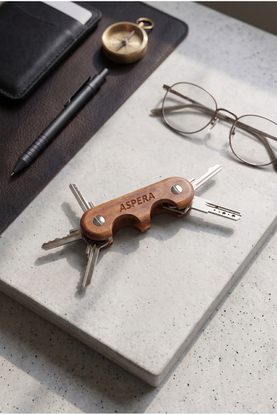 AsperaWood Premium Ahşap Anahtar Organizer Kişiye Özel Hediyelik Kompakt Tasarım