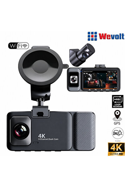 Wevolt PREMİUM MB-460-2 4K ULTRAHD 3 KAMERALI ARAÇ İÇİ KAMERA (TÜRKÇE MENÜ+GP...