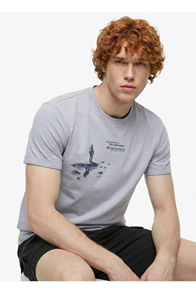 Discovery Expedition D6SM-TST3782 Gri Bisiklet Yaka Relaxed Fit Erkek T-Shirt