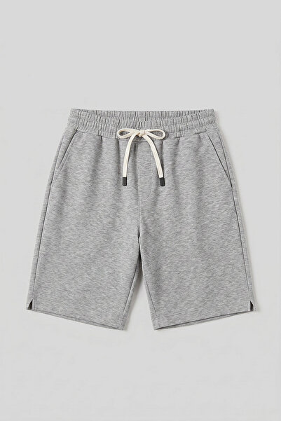 TOMMY LIFE Gray Melange Standard Fit Basic Men's Shorts with Back Pockets - 8...