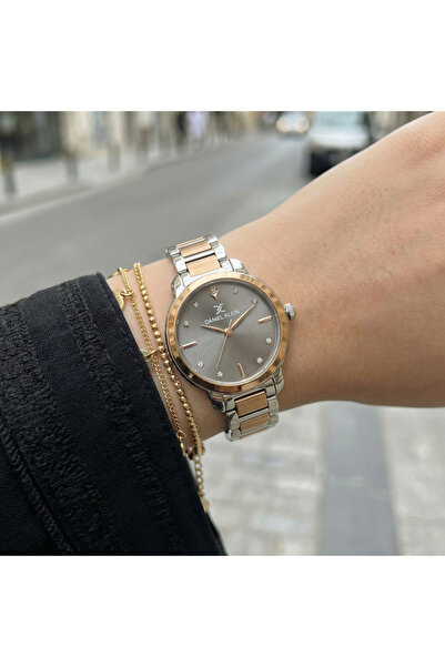 Daniel Klein Premium Silver and Rose Gold Stainless Steel Watch for Women DK....