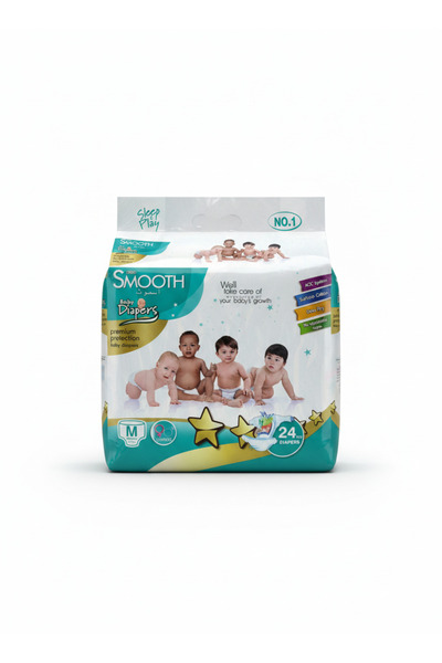 Feah Smooth Baby Diaper Medium 24PC – Premium Protection Soft & Comfortable B...