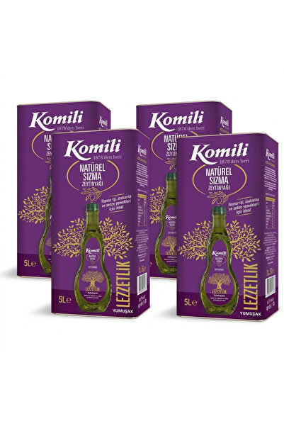 Komili Lezzetlik Yumuşak Natürel Sızma Zeytinyağı 5 Lt x 4 Adet – Ekonomik Paket