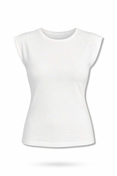 5in1Canpolat Tricou alb cu detaliu ochiuri de broderie 37375