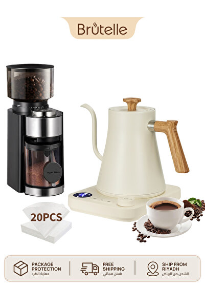 Brutelle Pour Over Coffee Maker Set Electric Gooseneck Kettle V02 Filters Bur...