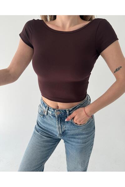 Moda Hour Women's Red Backless Short Sleeve Crop Top