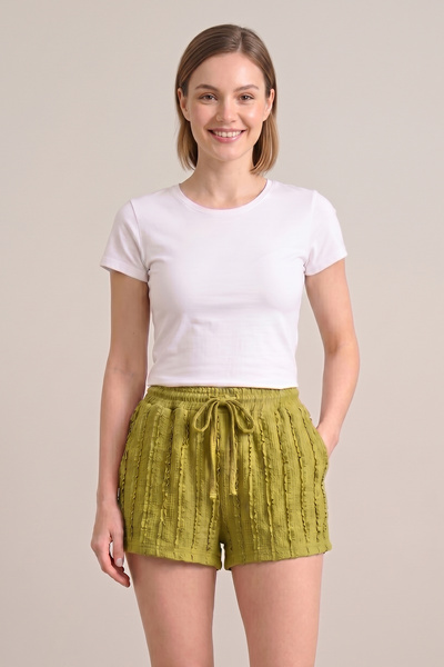 OBJE Women's Çağla Green Ruffle Shorts