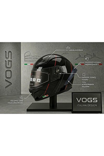 JK20 vogs kask ws-210 Güneş Gözlüklü Çene Açılır Kask ckl13