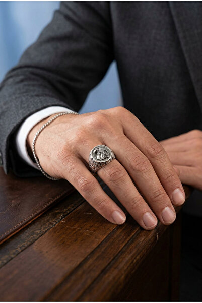 Begondio Special Design Masculine Adjustable Men's Ring with Eagle Figure