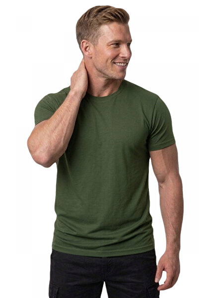 DeepSEA Чоловіча футболка хакі Slim Fit з 90% бавовни та лайкри, м'якої текст...