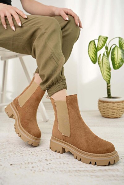 Nesil Shoes Dvm 5004 Tan Antilop Dvostruke elastične ženske čizme
