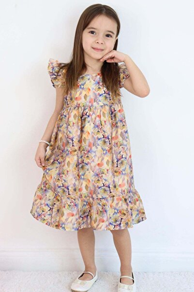 Breeze Rochie din satin pentru fete, cu imprimeu floral, cu detaliu brodat, c...