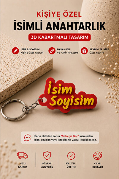 ZifiriArts Kişiye Özel İsimli Anahtarlık - Taraftar Renkleri