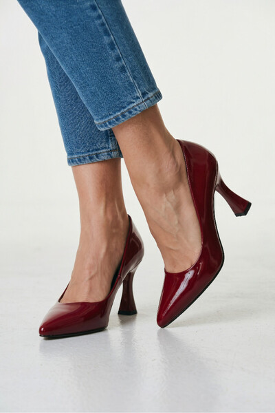 Lunetti Firenze Bordo Rugan Kadeh Topuk Klasik Stiletto Kadın Ayakkabısı - Bü...
