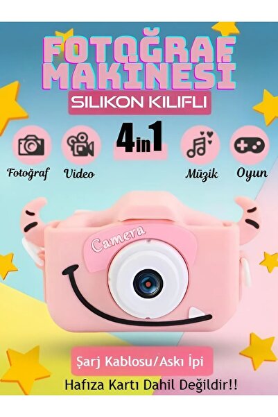 İTHALCİM Mini 1080p Hd Kamera Silikon Korumalı Unicorn Kılıflı Çocuklar Için Dijital Fotoğraf Makinesi