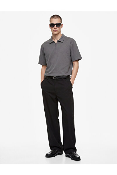 Koton Cotton Regular Fit Short Sleeve Half Zip T-Shirt