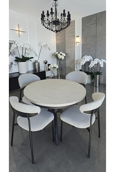 fursimo Adore Serisi Açılabilir Yemek Masası Takımı 100x100 → 135x100 cm | 1....