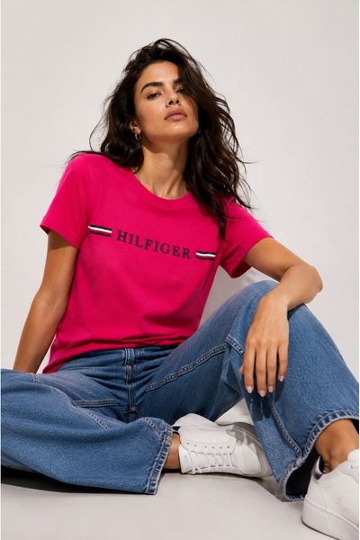 Tommy Hilfiger Rundhals-T-Shirt - Organic Cotton Embroidered
