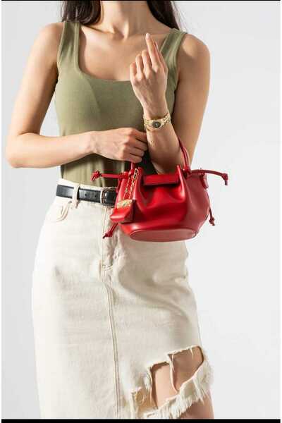 ÖZÜM ÇANTA Lima Model Women's Hand and Shoulder Crossbody Bag Red