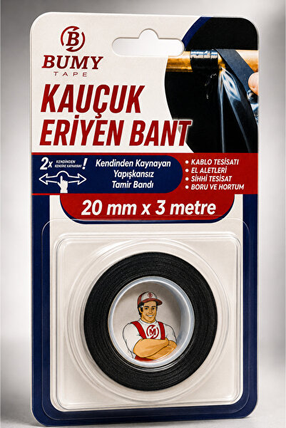BUMY Kauçuk Eriyen Bant - 20 Mm X 3 Mt / Siyah / Gerdir & Sar
