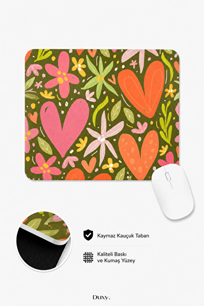 Duxy Mouse Pad με σχέδιο λουλουδιών, 23x19 εκ., αντιολισθητική βάση, άνετο κα...