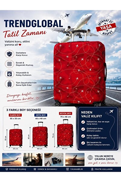 Bag line Lycra Flexible Fabric Red Route Printed Durable Suitcase and Suitcas...