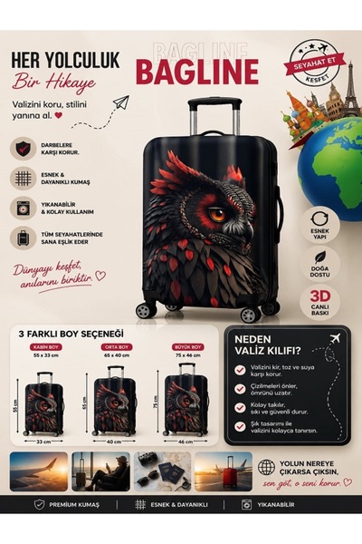 Bag line Lycra Flexibil Fabric Owl Valisă Durabilă și Husă pentru Valisă
