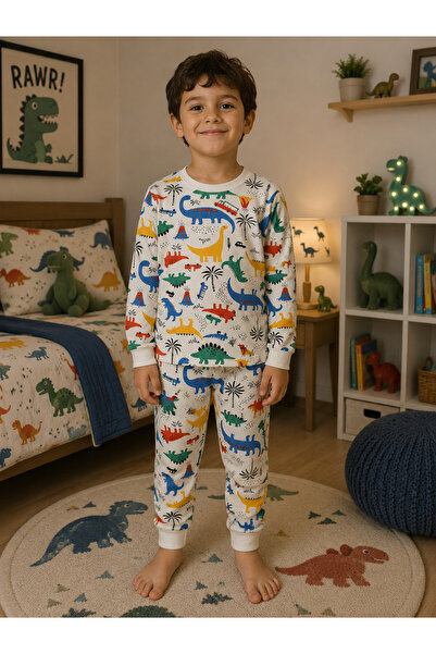 Pajama Shop Set de pijamale de iarnă cu mânecă lungă, din bumbac, culoare alb...