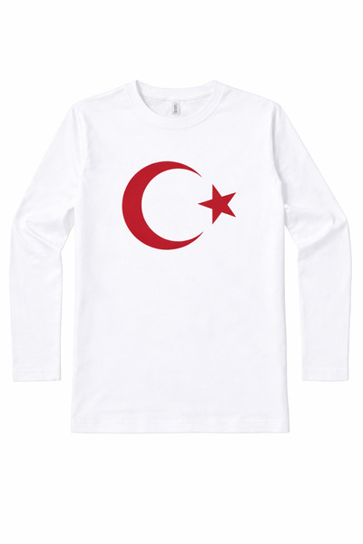 HER ŞEY NOTA www.herseynota.com Tricou alb cu mânecă lungă cu imprimeu Moon S...
