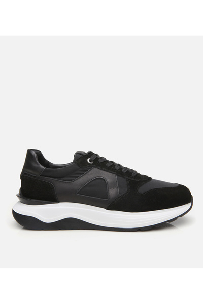 Hotiç Men's Suede Leather Black Light Sole Sports Shoes