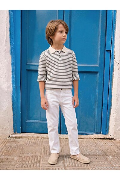 Civil Boys 5 Pocket Basic Pants for Ages 6-9 - White