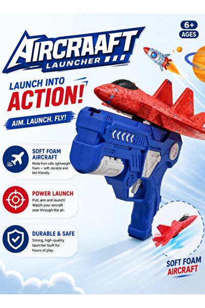 Premium Kids Aircraft Launcher Toy Gun – Foam Plane Blaster with Flying Glider