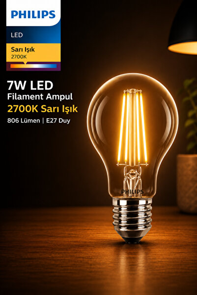 Aryes Rustik Filament Ampul E27 7W 2700K Sarı Işık 806 Lümen