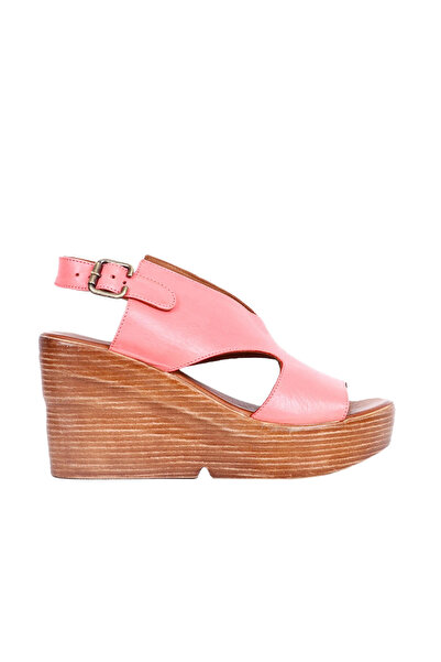 Bueno Shoes Sandale de damă din piele coral cu toc cu pană - 01wq6101