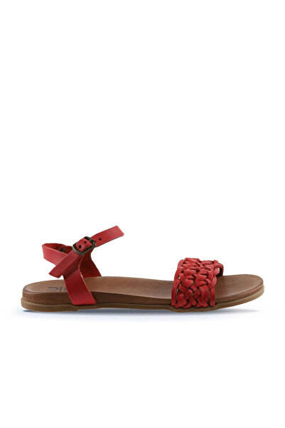 Bueno Shoes Red Leather Women Sandals 01Wu4251