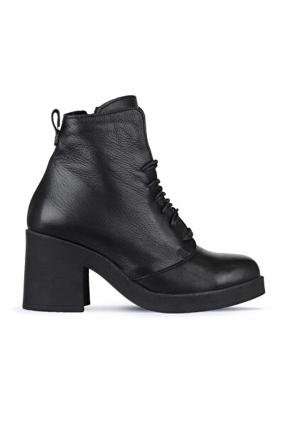 Bueno Shoes Siyah Deri Kadın Topuklu Bot 01wz7107
