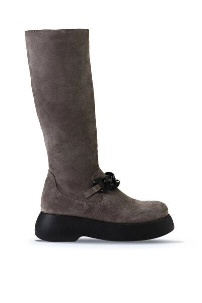 Bueno Shoes حذاء نسائي بكعب عريض من جلد المنك 01wv5302