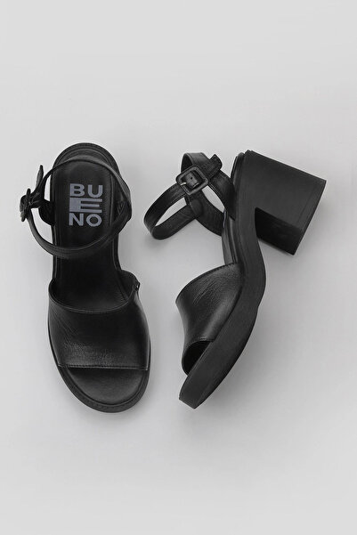 Bueno Shoes Sandale cu toc pentru femei din piele neagră 01wy12502