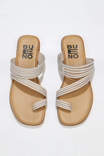 Bueno Shoes Flip-flops de damă din piele albă 01wu3418