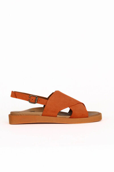 Bueno Shoes Sandale plate pentru femei Orange Alf Suede 01wa5404