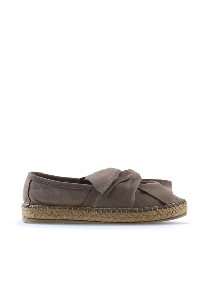 Bueno Shoes Γκρι δερμάτινα γυναικεία παπούτσια Espadrille με γκλίτερ 01wn3100