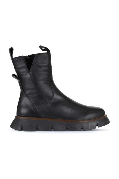 Bueno Shoes Siyah Deri Kadın Dolgu Topuklu Bot 01wz1504