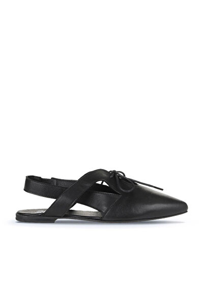 Bueno Shoes Sandale plate de damă din piele neagră 01wy1803